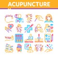 Acupuncture Therapy Collection Icons Set Vector