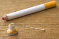 Acupuncture to stop smoking Royalty Free Stock Photo