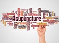 Acupuncture word cloud and hand with marker concept