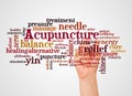 Acupuncture word cloud and hand with marker concept Royalty Free Stock Photo