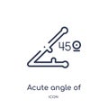 acute angle of 45 degrees icon from shapes outline collection. Thin line acute angle of 45 degrees icon isolated on white