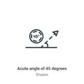 Acute angle of 45 degrees outline vector icon. Thin line black acute angle of 45 degrees icon, flat vector simple element Royalty Free Stock Photo