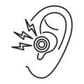 Acute ear pain black line icon. Otitis. inflammation eardrum Isolated vector element. Outline pictogram for web page, mobile app,