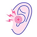 Acute ear pain color line icon. Otitis. inflammation eardrum Isolated vector element. Outline pictogram for web page, mobile app,