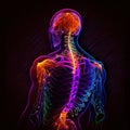 Acute pain in the back neon light human