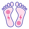 Acute pain foot color line icon. Sprain, injury. Isolated vector element. Outline pictogram for web page, mobile app, promo