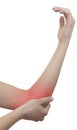 Acute pain in a woman elbow