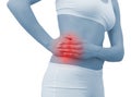 Acute pain in a woman section of kidney