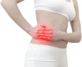 Acute pain in a woman section of kidney