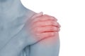 Acute pain in a woman sholder