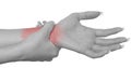 Acute pain in a woman wrist Royalty Free Stock Photo