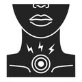 Acute sore throat black glyph icon. Inflammation larynx. Health problem. Sign for web page, mobile app, banner.