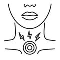 Acute sore throat black line icon. Inflammation larynx. Health problem. Sign for web page, mobile app, banner