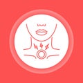 Acute sore throat color button icon. Inflammation larynx.