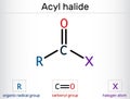 Acyl halide, acid halide, RCOX molecule