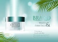 Ad banner for natural beauty skincare products, decorated with green effect.