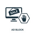 Ad Block icon. Monochrome sign from social media marketing collection. Creative Ad Block icon illustration for web Royalty Free Stock Photo