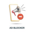 Ad Blocker icon. 3d illustration from content marketing collection. Creative Ad Blocker 3d icon for web design Royalty Free Stock Photo