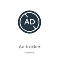 Ad blocker icon vector. Trendy flat ad blocker icon from marketing collection isolated on white background. Vector illustration