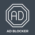 AD Blocker Thin Line Vector Icon