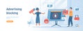 Ad Blocking. No advertising, anti spam protection, without ads concept. Website Adblock software, skip button.