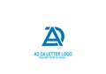AD, DA, A D letter logo vector design.