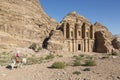 Ad Deir, Jordan December 25th 2015: Girl rides a donkey