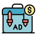 Ad leather suitcase icon color outline vector Royalty Free Stock Photo