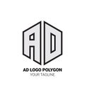 AD Logo Polygon - Alphabet Logo in Polygon shape Royalty Free Stock Photo