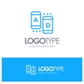 Ad, Marketing, Online, Tablet Blue Outline Logo Place for Tagline