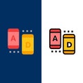 Ad, Marketing, Online, Tablet Icons. Flat and Line Filled Icon Set Vector Blue Background