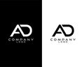 Ad, da letter modern initial logo design vector, with white and black color that can be used for any creative business. Royalty Free Stock Photo