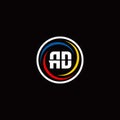 AD monogram logo isolated on circle shape with 3 slash colors rounded Royalty Free Stock Photo