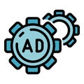 Ad and two cogwheels icon color outline vector Royalty Free Stock Photo