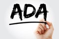 ADA - Americans with Disabilities Act acronym with marker, concept background Royalty Free Stock Photo