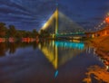 Ada bridge, Belgrade - night romantic mood Royalty Free Stock Photo
