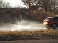 Car at ADAC driving safety aquaplaning training