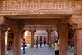 Adalaj Stepwell, Ahmedabad, Gujarat, India . Tourists clicking pictures.