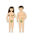 Adam and Eve. Biblical narrative of human origin. Vector illustration Royalty Free Stock Photo