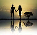 Adam and Eve in the eden Royalty Free Stock Photo