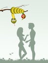 Adam and Eve with the fruit of sin Royalty Free Stock Photo