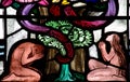 Adam and Eve in Paradise (stained glass) Royalty Free Stock Photo