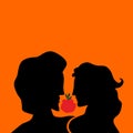 Adam and Eve. Silhouette, hand drawn Royalty Free Stock Photo