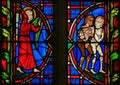 Adam and Eve - Stained Glass in Tours Cathedral Royalty Free Stock Photo