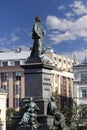 Adam Mickiewicz Monument in front of Cloth Hall located at Main Square in the Old Town, Krakow, Poland Royalty Free Stock Photo