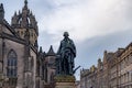Adam Smith Statue and St Giles` Cathedral, Edinburgh, United Kingdom
