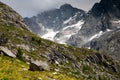 Adamello group, Italian Alps, dramatic mountain landscape.