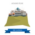 Adams Peak Sri Lanka landmarks vector flat attraction travel