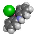 Adamsite or DM riot control agent. 3D rendering. Atoms are represented as spheres with conventional color coding: hydrogen white