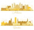 Adana and Bursa Turkey City Skyline Silhouette Set